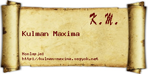 Kulman Maxima névjegykártya